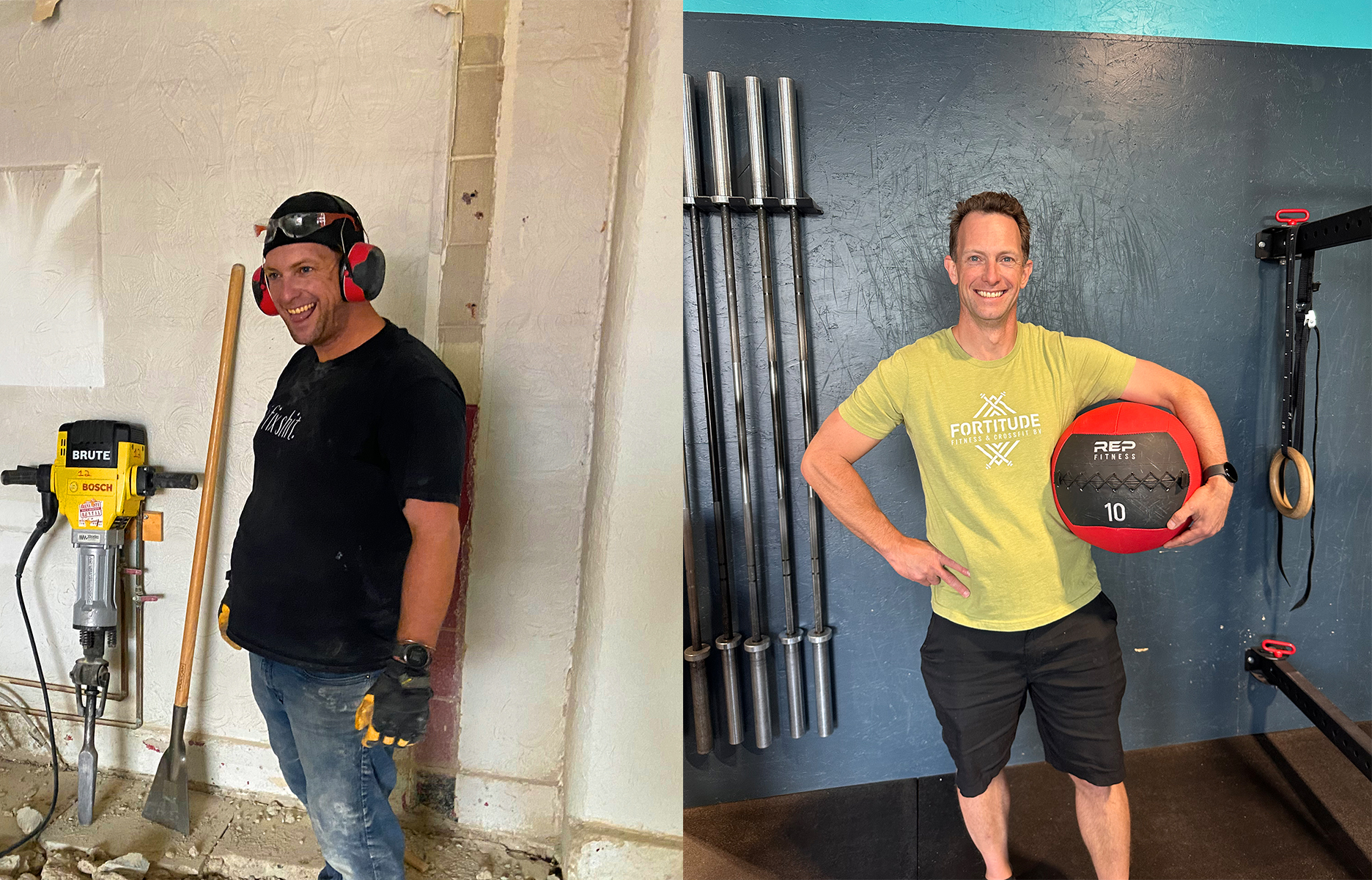Brian England, before and after his personal rebuild